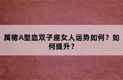 属猪A型血双子座女人运势如何？如何提升？