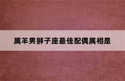 属羊男狮子座最佳配偶属相是