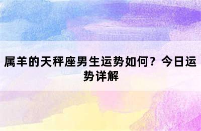 属羊的天秤座男生运势如何？今日运势详解