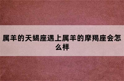 属羊的天蝎座遇上属羊的摩羯座会怎么样