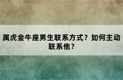 属虎金牛座男生联系方式？如何主动联系他？