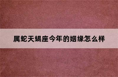 属蛇天蝎座今年的姻缘怎么样