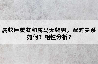属蛇巨蟹女和属马天蝎男，配对关系如何？相性分析？