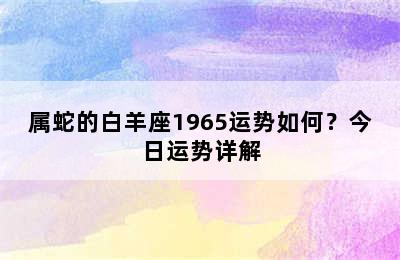 属蛇的白羊座1965运势如何？今日运势详解