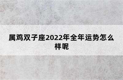 属鸡双子座2022年全年运势怎么样呢