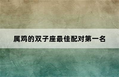 属鸡的双子座最佳配对第一名