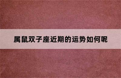 属鼠双子座近期的运势如何呢