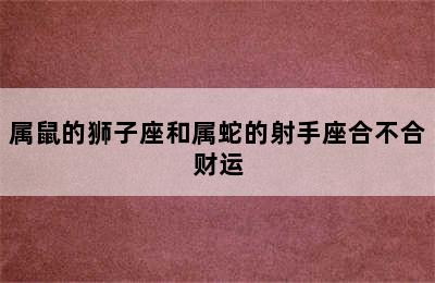 属鼠的狮子座和属蛇的射手座合不合财运