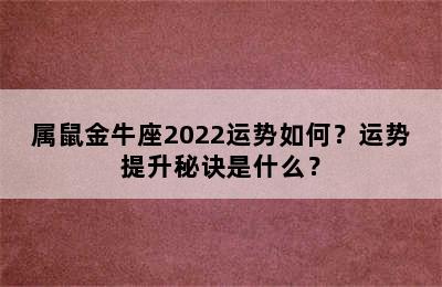 属鼠金牛座2022运势如何？运势提升秘诀是什么？
