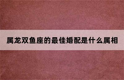 属龙双鱼座的最佳婚配是什么属相