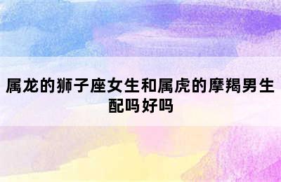 属龙的狮子座女生和属虎的摩羯男生配吗好吗