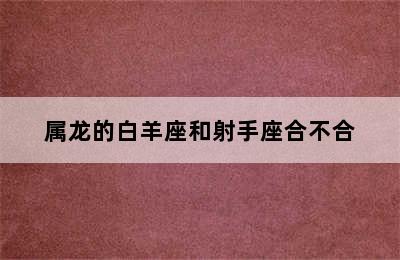 属龙的白羊座和射手座合不合