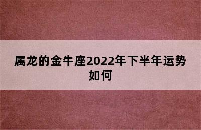 属龙的金牛座2022年下半年运势如何