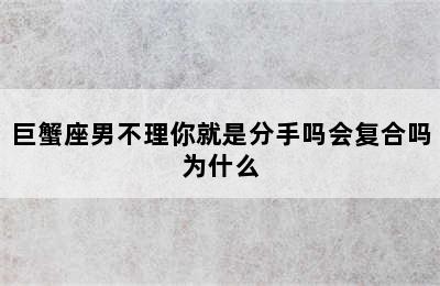 巨蟹座男不理你就是分手吗会复合吗为什么