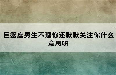 巨蟹座男生不理你还默默关注你什么意思呀