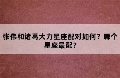 张伟和诸葛大力星座配对如何？哪个星座最配？