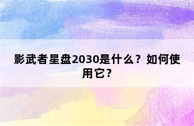 影武者星盘2030是什么？如何使用它？