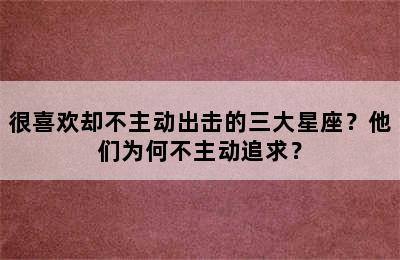 很喜欢却不主动出击的三大星座？他们为何不主动追求？