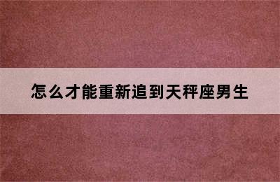 怎么才能重新追到天秤座男生