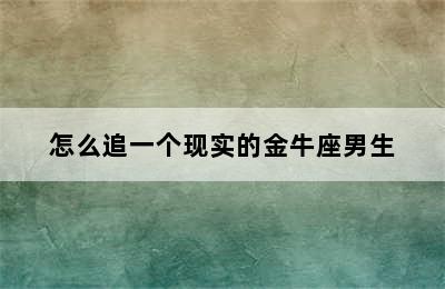 怎么追一个现实的金牛座男生