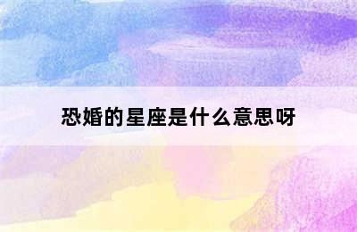 恐婚的星座是什么意思呀