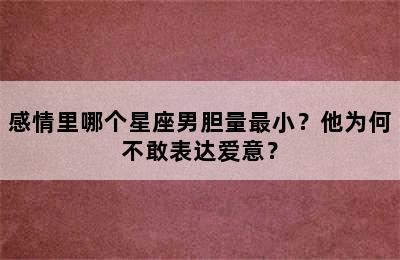感情里哪个星座男胆量最小？他为何不敢表达爱意？