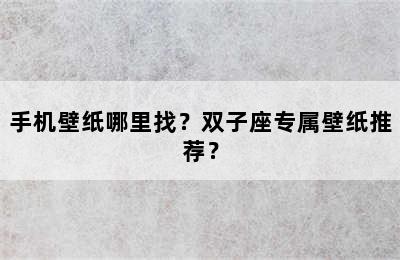 手机壁纸哪里找？双子座专属壁纸推荐？