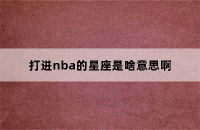 打进nba的星座是啥意思啊