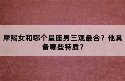 摩羯女和哪个星座男三观最合？他具备哪些特质？