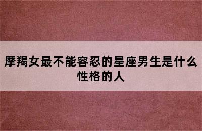 摩羯女最不能容忍的星座男生是什么性格的人