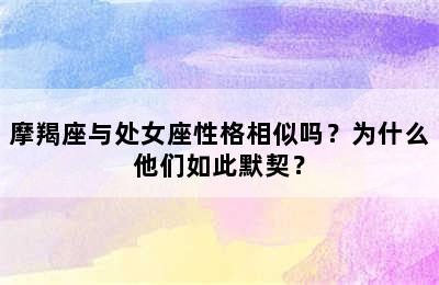 摩羯座与处女座性格相似吗？为什么他们如此默契？