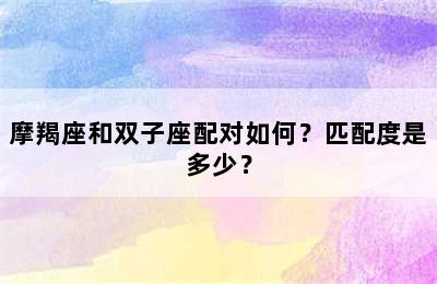 摩羯座和双子座配对如何？匹配度是多少？