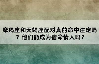 摩羯座和天蝎座配对真的命中注定吗？他们能成为宿命情人吗？