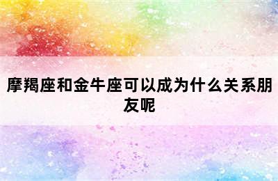 摩羯座和金牛座可以成为什么关系朋友呢