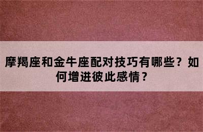 摩羯座和金牛座配对技巧有哪些？如何增进彼此感情？
