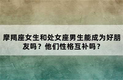 摩羯座女生和处女座男生能成为好朋友吗？他们性格互补吗？