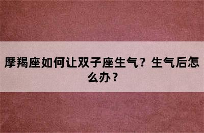 摩羯座如何让双子座生气？生气后怎么办？