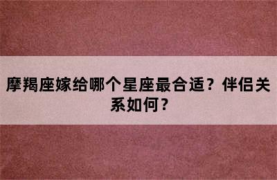 摩羯座嫁给哪个星座最合适？伴侣关系如何？
