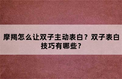 摩羯怎么让双子主动表白？双子表白技巧有哪些？