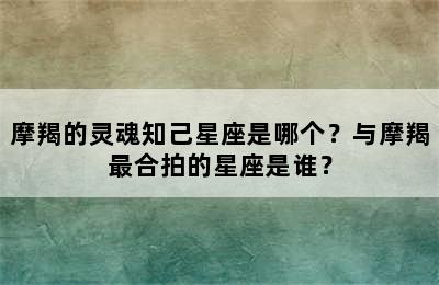 摩羯的灵魂知己星座是哪个？与摩羯最合拍的星座是谁？