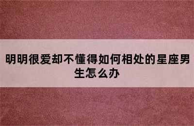 明明很爱却不懂得如何相处的星座男生怎么办