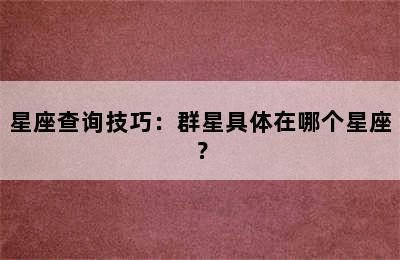 星座查询技巧：群星具体在哪个星座？