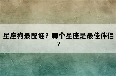 星座狗最配谁？哪个星座是最佳伴侣？