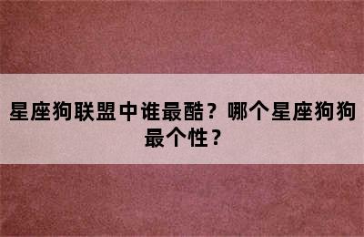 星座狗联盟中谁最酷？哪个星座狗狗最个性？