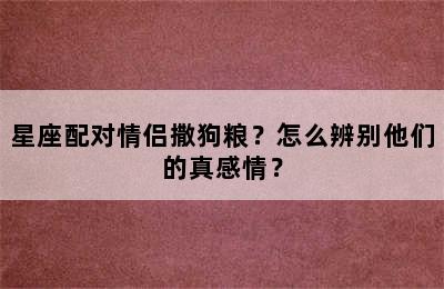 星座配对情侣撒狗粮？怎么辨别他们的真感情？