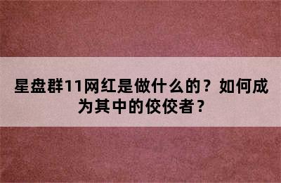 星盘群11网红是做什么的？如何成为其中的佼佼者？