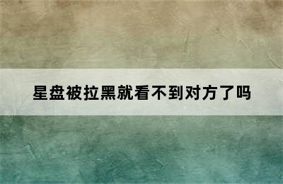 星盘被拉黑就看不到对方了吗