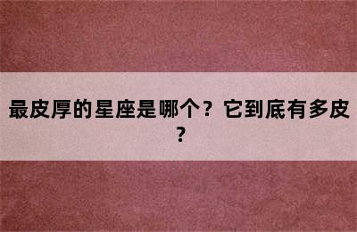 最皮厚的星座是哪个？它到底有多皮？