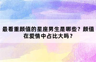 最看重颜值的星座男生是哪些？颜值在爱情中占比大吗？