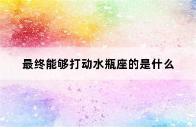 最终能够打动水瓶座的是什么